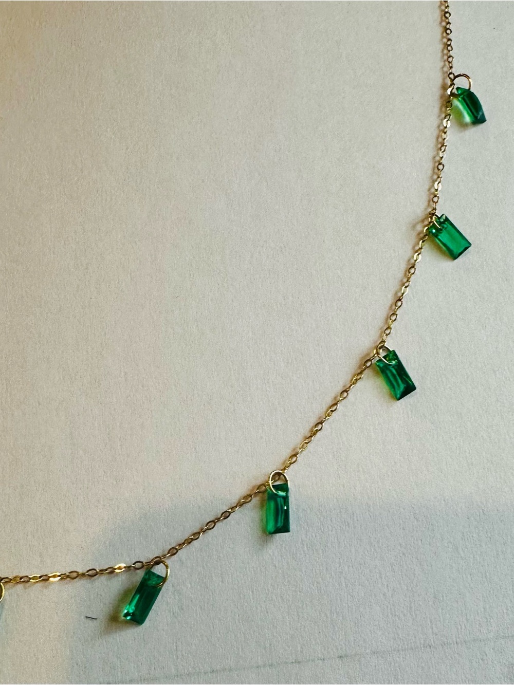 14K Solid Gold Emerald Necklace solid 14K gold emerald like diamonds by the yard